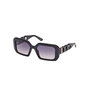 Guess Gafas GU00110 01B Gafas de Sol para Mujer, Forma Geométrica, Color Negro Brillante con Cristales Gris Humo, 54 mm