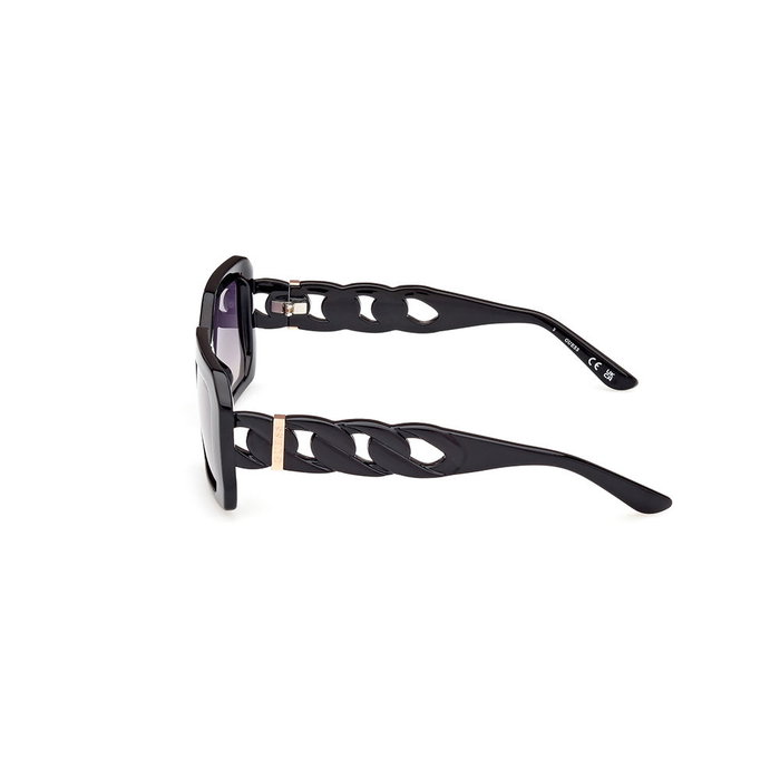 Guess Gafas GU00110 01B Gafas de Sol para Mujer, Forma Geométrica, Color Negro Brillante con Cristales Gris Humo, 54 mm