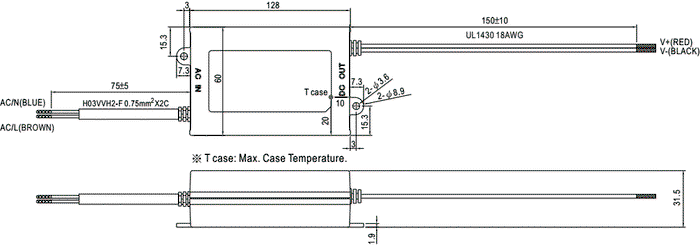 MEAN WELL PLD-60-500B Alimentador LED 54W 500mA