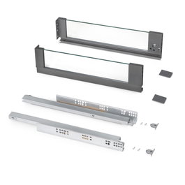 Emuca Cajón Vertex con lateral de vidrio Gris antracita 131mm x 450mm