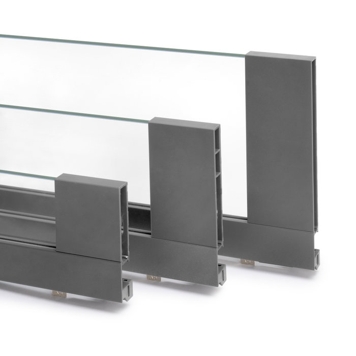 Emuca Cajón Vertex con lateral de vidrio Gris antracita 131mm x 450mm