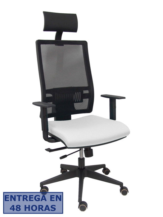 PIQUERAS Y CRESPO Silla Horna con Mecanismo Sincro/Traslack, Asiento Blanco y Malla Negra