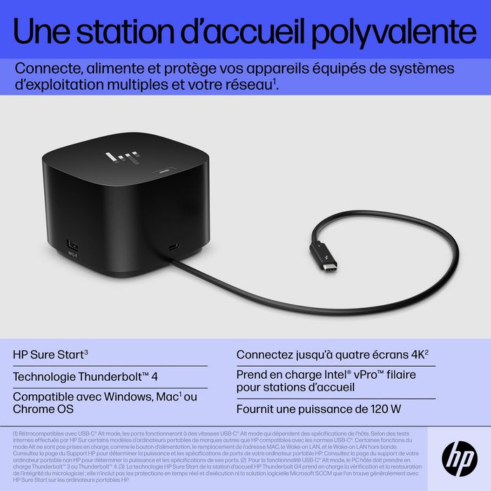 HP Thunderbolt Dock 120W G4 - Base Docking Thunderbolt 4 con 120W, 4 Puertos 4K, Multi-OS, USB-C, DisplayPort, HDMI, RJ45, USB-A, para Portátiles HP y de Otras Marcas