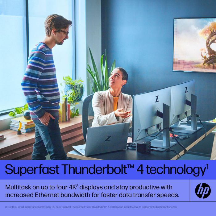 HP Thunderbolt Dock 120W G4 - Base Docking Thunderbolt 4 con 120W, 4 Puertos 4K, Multi-OS, USB-C, DisplayPort, HDMI, RJ45, USB-A, para Portátiles HP y de Otras Marcas
