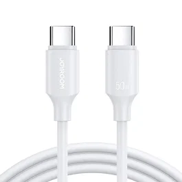 Joyroom S-CC60A9 Cable USB-C a USB-C 60W, 480 Mbps, PD, Carga Rápida y Datos, Longitud 1 Metro, Color Blanco