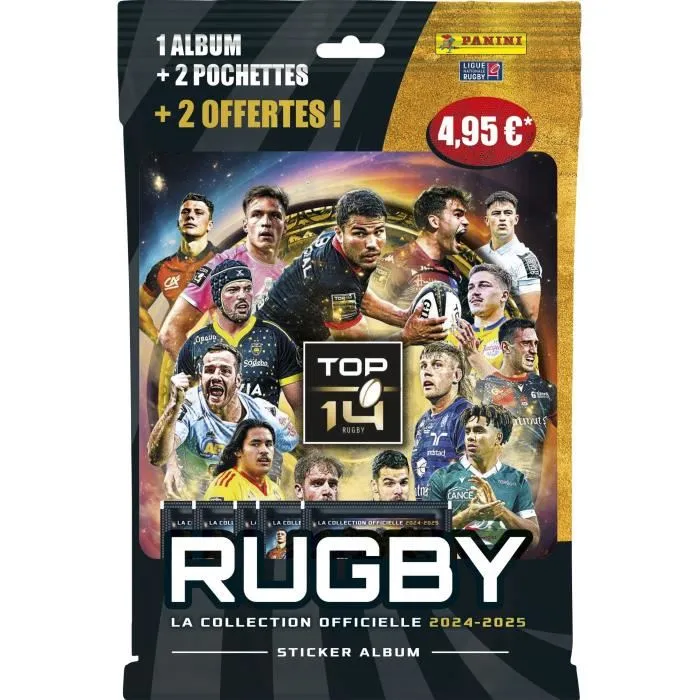 Panini PAN8051708020922 Pack de Inicio Álbum Rugby Top 14 2024-2025 con 2 Fundas y 2 Cromos Gratis