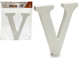 Pincello Letra V Madera Blanca 1.8 cm x 21 cm x 17 cm (Set de 12)
