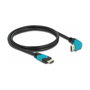 DeLOCK Cable HDMI High Speed 48 Gbps 8K 60 Hz con conector 90° hacia abajo, 1 m