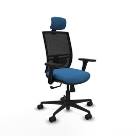 PIQUERAS Y CRESPO Silla de oficina Yunquera con mecanismo Sincro, Azul claro y Negro