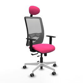 PIQUERAS Y CRESPO Silla de oficina Zulema con mecanismo Sincro/Traslack, Rosa y Gris