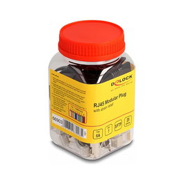DeLOCK Juego de 25 Conectores Modulares RJ45 con Alivio de Tensión y Botas de Protección Cat.6A/Cat.7