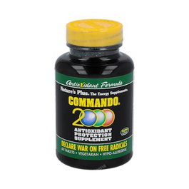 Natures Plus Commando 2000 Antioxidante, 60 Comprimidos, con Vitamina C 500 mg, Vitamina E, Zinc, Equinácea y Astrágalo para Apoyo Inmune y Hepático