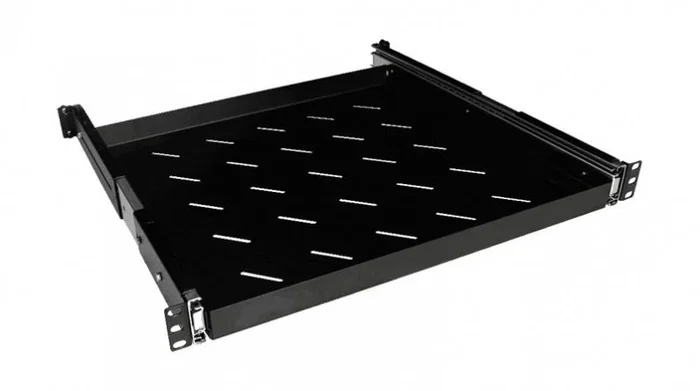 Phasak PHO 5082 Bandeja Telescópica para Rack, Cajón Metálico 1U, Acero Negro, Guías Perforadas, 19" (48.3 cm), Profundidad 800 mm