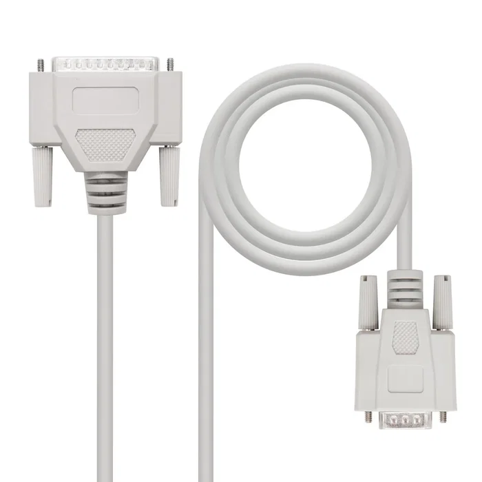 Nanocable Cable Serial Null Modem DB9 Hembra a DB25 Macho - 1.8 Metros - Color Beige