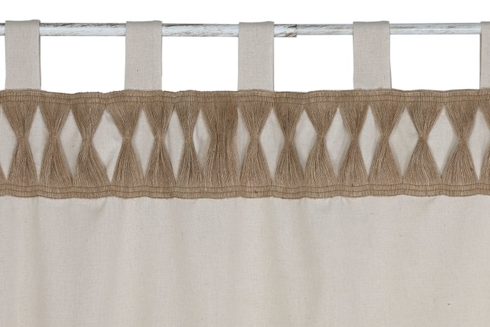 DKD Home Decor Ivory26 Cortina Beige Natural Poliester Algodon 260 x 140 cm (2 Unidades)