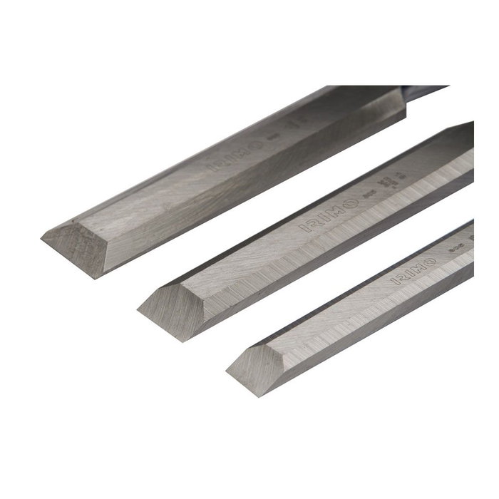 Irimo Juego de 3 Formones 12, 18, 25 mm con Mango Polipropileno y Filo de Precisión para Carpintería