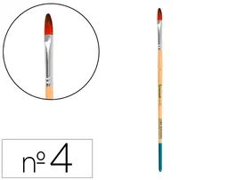 Liderpapel Pincel nº 4 Punta Filbert (Lengua de Gato) Pelo Sintético para Acrílica y Acuarela Certificado FSC