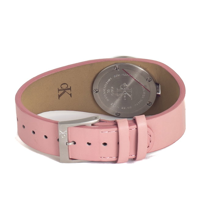 Calvin Klein K16131-58 con correa de piel rosa y esfera naranja