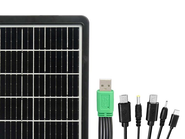 Argon Placa Solar Portátil 8W USB, Panel Monocristalino Portátil de 8 Vatios, Dimensiones: 28 x 19 x 2.5 cm, Color Negro, Material Plástico PP (Set de 6)