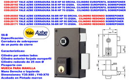 Yale AZBE 56-BR HP 60 Cerradura de Sobreponer Izquierda con Cilindro Redondo