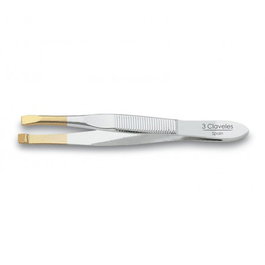 Tres Claveles Pinza de Depilar Recta 8 cm Punta Dorada