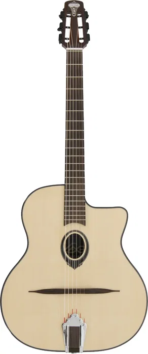 LAG Guitarra Acústica Gypsy Swing SL-200 Natural - Tapa de Abeto Macizo, Boca Pequeña, Incluye Funda - Ideal para Jazz Gitano