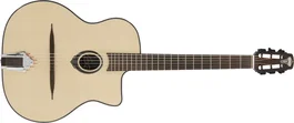 LAG Guitarra Acústica Gypsy Swing SL-200 Natural - Tapa de Abeto Macizo, Boca Pequeña, Incluye Funda - Ideal para Jazz Gitano