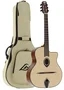 LAG Guitarra Acústica Gypsy Swing SL-200 Natural - Tapa de Abeto Macizo, Boca Pequeña, Incluye Funda - Ideal para Jazz Gitano