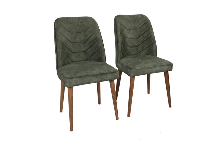Hanah Home Juego de Sillas Dallas 558 V2 Estilo Bohemio Terciopelo Verde Oscuro y Nogal Metal