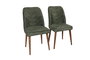 Hanah Home Juego de Sillas Dallas 558 V2 Estilo Bohemio Terciopelo Verde Oscuro y Nogal Metal
