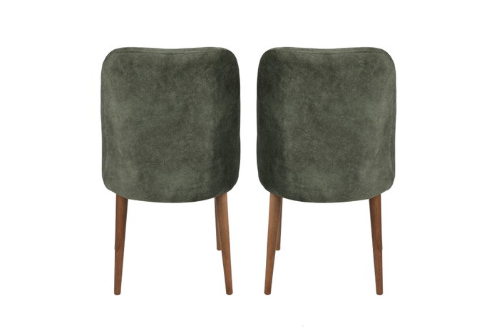 Hanah Home Juego de Sillas Dallas 558 V2 Estilo Bohemio Terciopelo Verde Oscuro y Nogal Metal