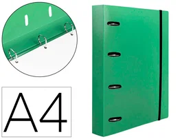 Liderpapel Carpeta con Recambio A4 Cuadro 5mm 100 Hojas 80g Polipropileno 4 Anillas 25mm Color Verde