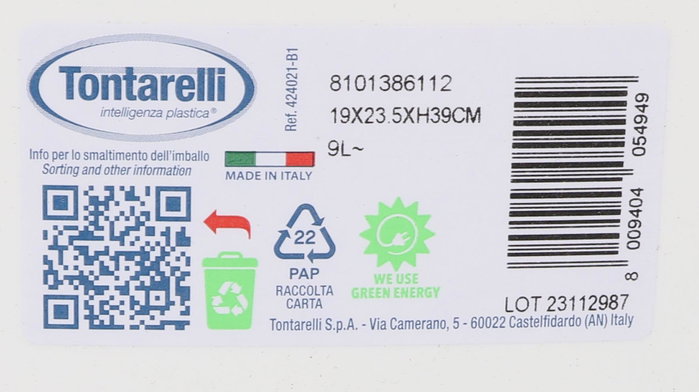 Inde Papelera Aurora con Tapa Basculante 9L (Pack de 12 Unidades)