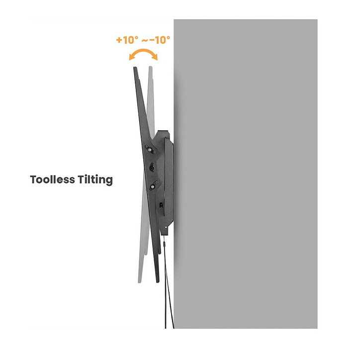 VALUE Soporte de TV para Pared Inclinable, 17.99.1225, Para Pantallas de 60 a 120 Pulgadas, Hasta 120 kg, Acero Negro