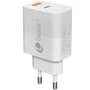Leotec Cargador de Pared/Viaje USB-C PD + USB-A 30W Blanco Carga Rápida GAN
