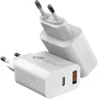 Leotec Cargador de Pared/Viaje USB-C PD + USB-A 30W Blanco Carga Rápida GAN