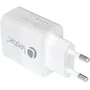 Leotec Cargador de Pared/Viaje USB-C PD + USB-A 30W Blanco Carga Rápida GAN