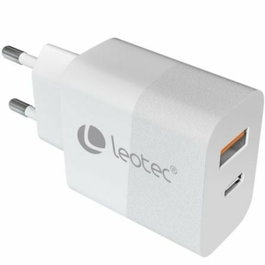 Leotec Cargador de Pared GaN 30W con USB-C PD y USB-A Blanco LECSPH30W2W