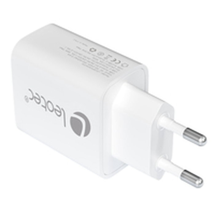 Leotec Cargador de Pared GaN 30W con USB-C PD y USB-A Blanco LECSPH30W2W
