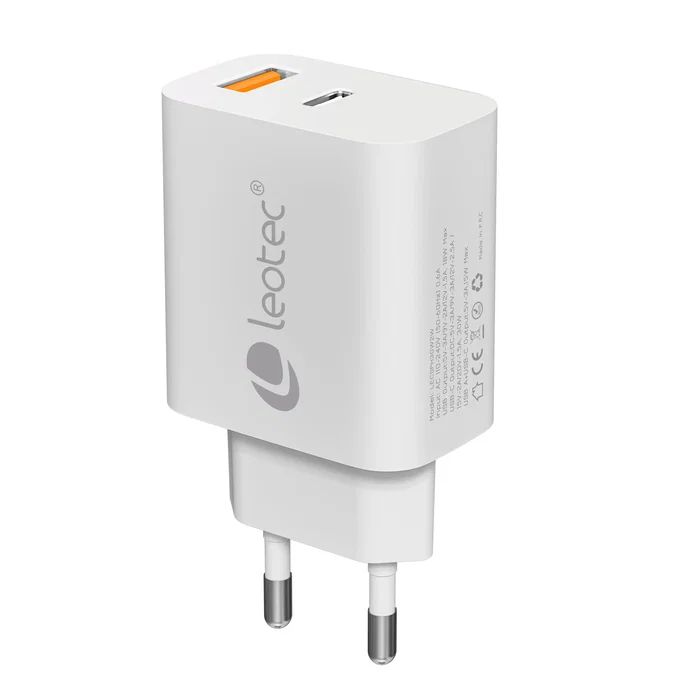 Cargador pared/viaje usb-c/pd + usb-a 30w blanco leotec cargador 30w gan carga rapida 1 usb-c pd + 1 usb-a blanco (compatible co