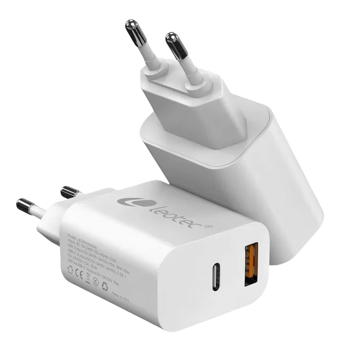 Leotec Cargador de Pared GaN 30W con USB-C PD y USB-A Blanco LECSPH30W2W Leotec Cargador de Pared GaN 30W con USB-C PD y USB-A Blanco LECSPH30W2W