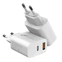 Leotec Cargador de Pared GaN 30W con USB-C PD y USB-A Blanco LECSPH30W2W