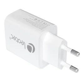 Leotec Cargador de Pared GaN 30W con USB-C PD y USB-A Blanco LECSPH30W2W