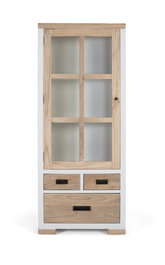 Giner & Colomer Vitrina Madera Maciza Mindi 3 Cajones Cristal Blanco Natural