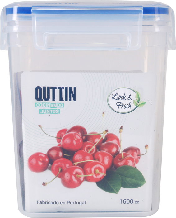 Quttin Fiambrera Hermética Rectangular 1600 cc 15x10x18 cm (12 Unidades)