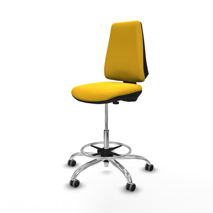PIQUERAS Y CRESPO Taburete Elche CP Amarillo con Base Cromada