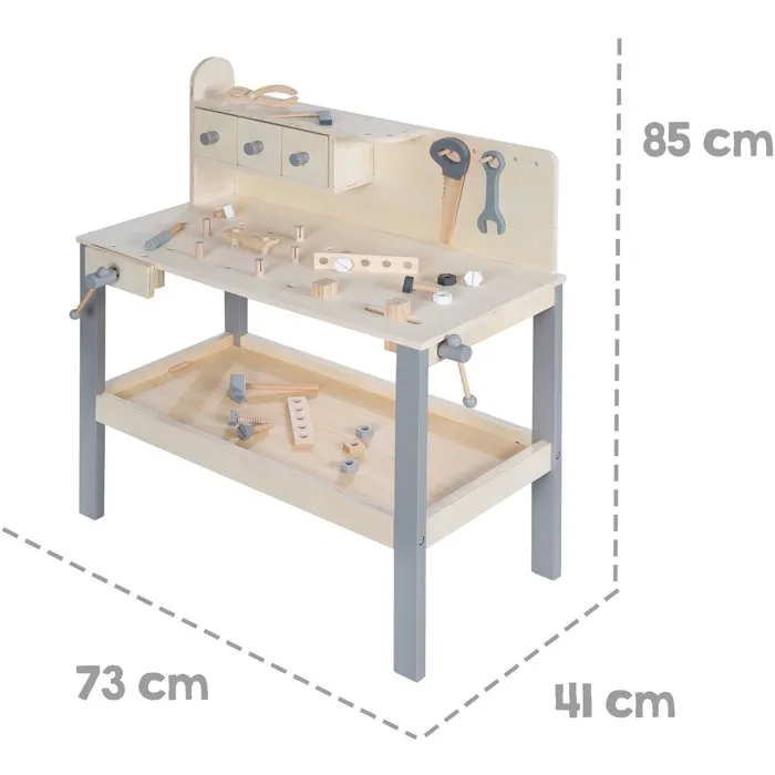 Roba Banjo de trabajo de madera con herramientz kit para niños - Gran superficie y estante - ROB4005317322926 Roba Banjo de trabajo de madera con herramientz kit para niños - Gran superficie y estante - ROB4005317322926