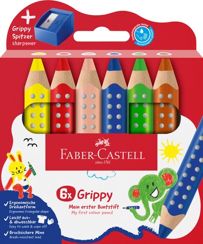 Lapices De Colores Faber-Castell Grippy Xxl 3 En 1 Estuche De 6 (+ Afila) (Set de 5) Lapices De Colores Faber-Castell Grippy Xxl 3 En 1 Estuche De 6 (+ Afila) (Set de 5)