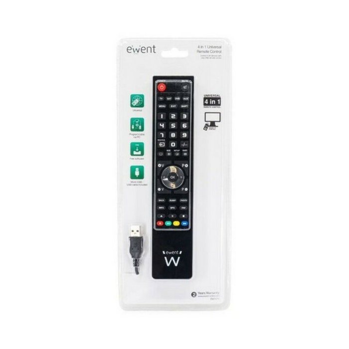 Ewent EW1570 Mando a Distancia Universal 4 en 1 Negro