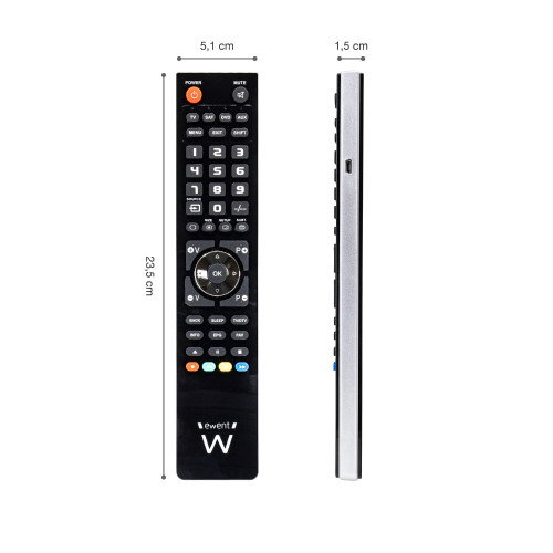 Ewent EW1570 Mando a Distancia Universal 4 en 1 Negro